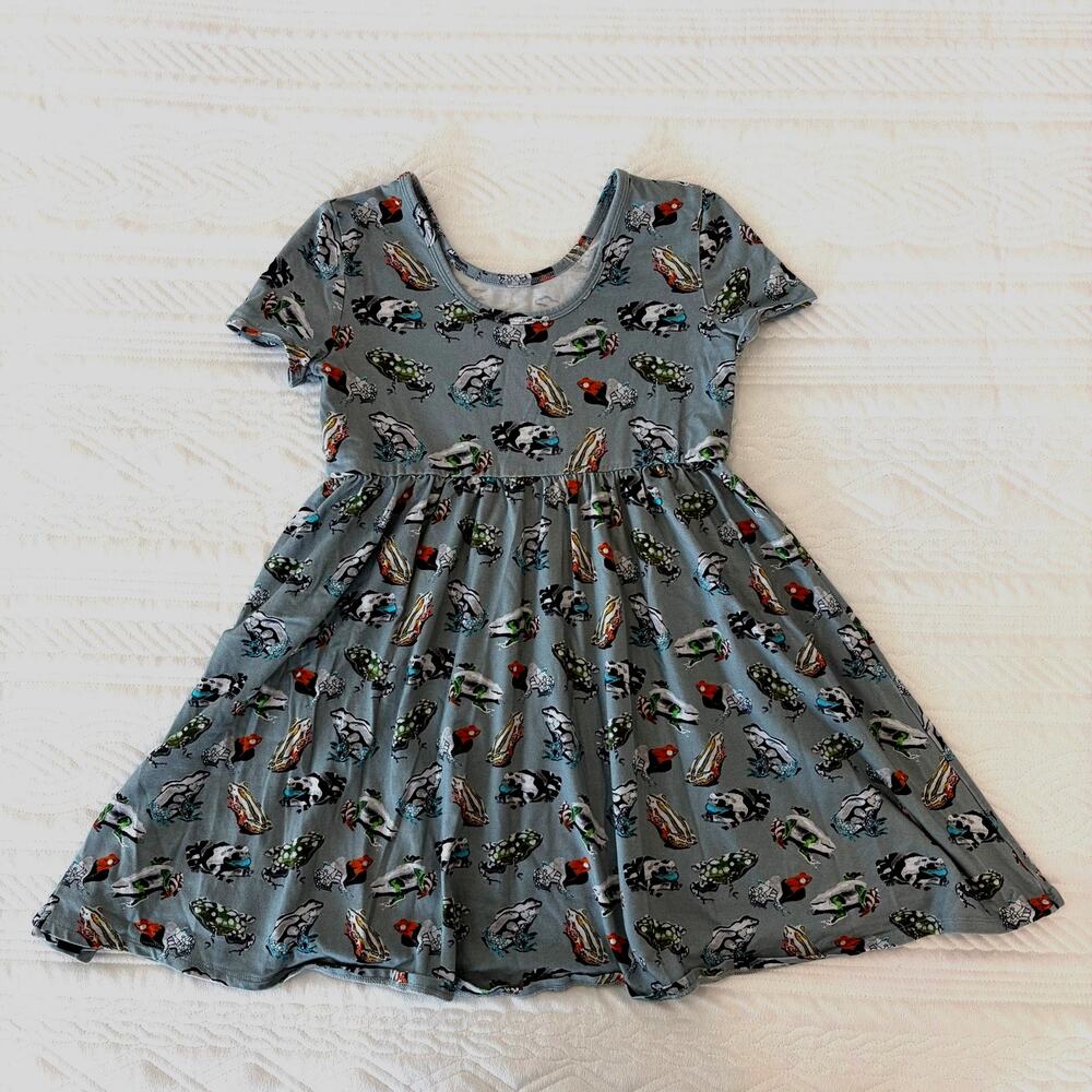 Rags to Raches Frog Print Dress Short Sleeve Dress Size 7/8